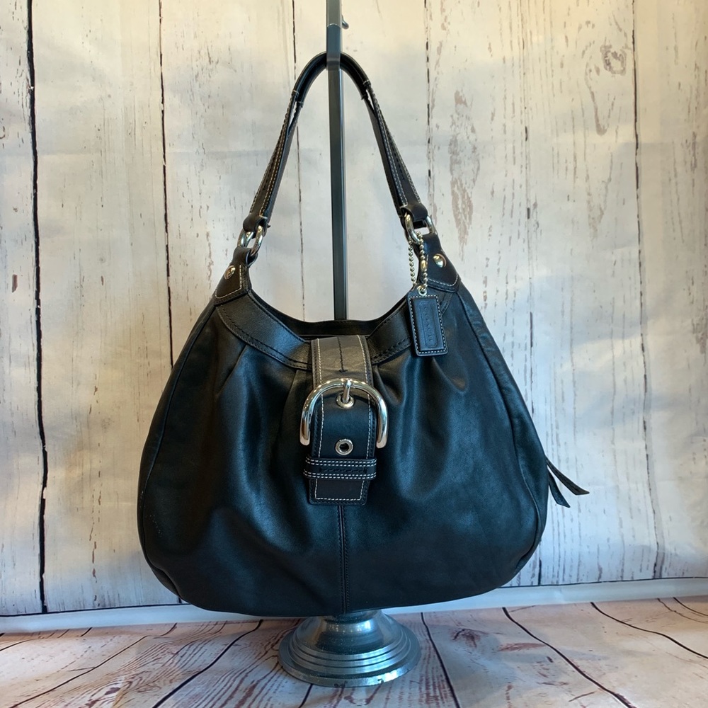 Coach black leather handbag